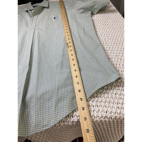 Ralph Lauren Men Classic Fit Button Up Green Plaid Short Sleeve Shirt Size Large - Picture 8 of 13
